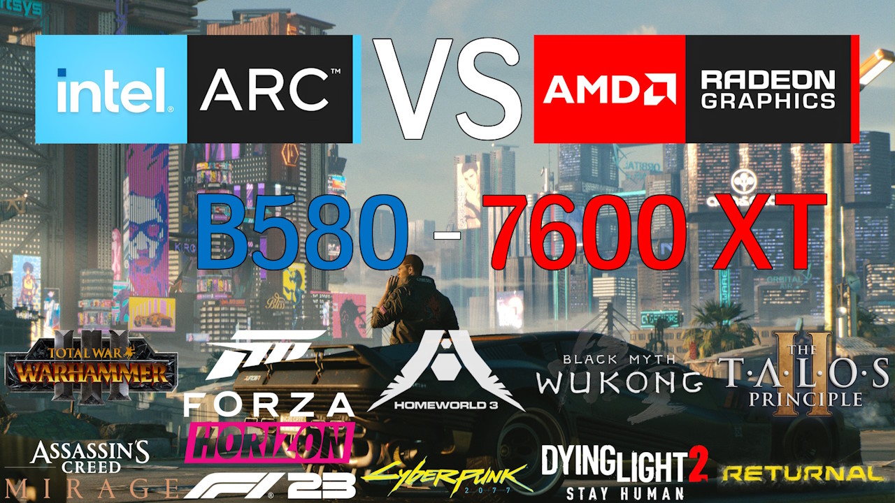 INTEL Arc B580 - AMD Radeon RX 7600 XT