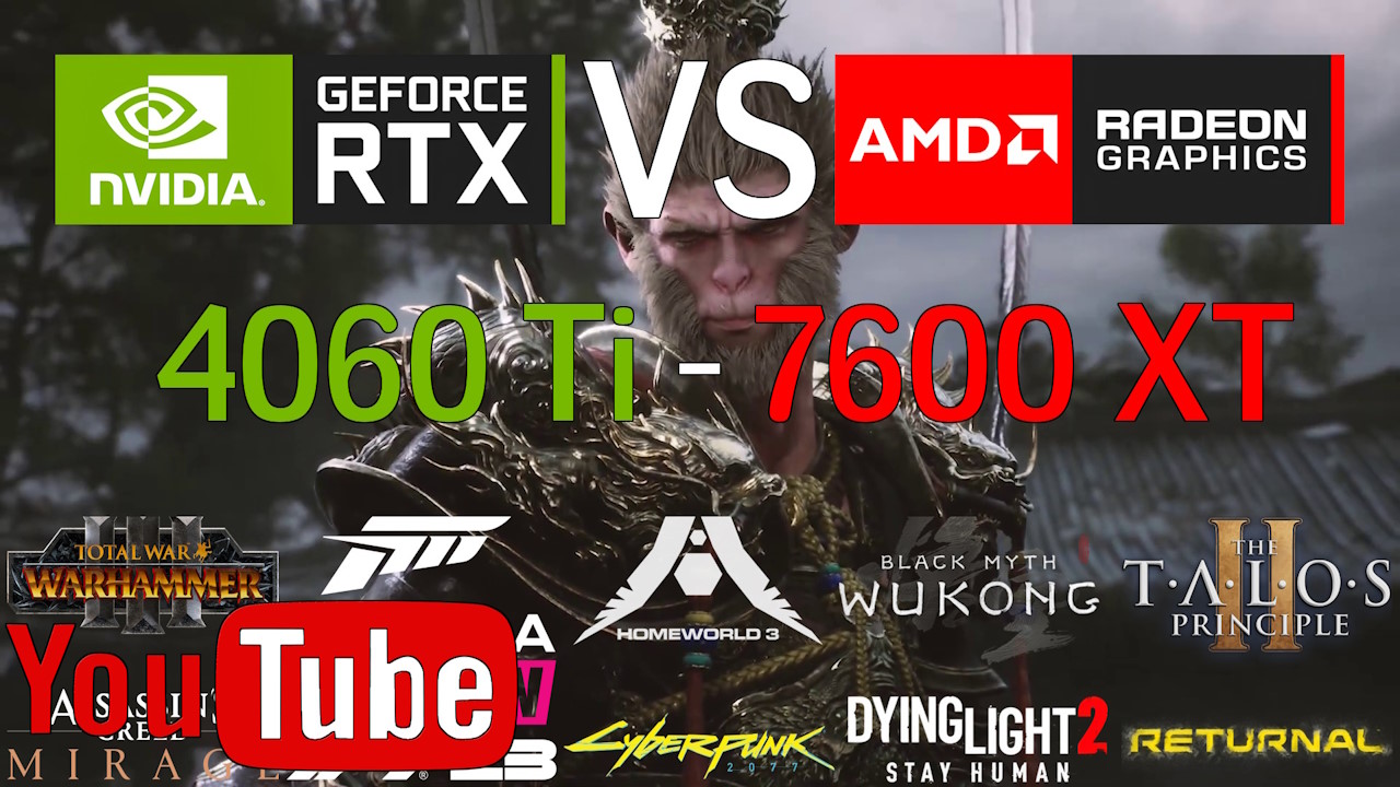 Nvidia GeForce RTX 4060 Ti - AMD Radeon RX 7600 XT